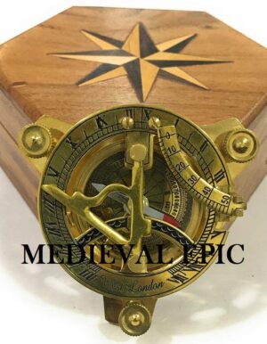 Medieval Epic Brass Sundial Compass Nautical Decor Maritime Gift 