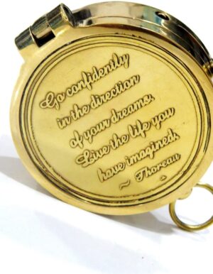 Thoreau's Go Confidently Poem Engraved on Working Solid Brass Pocket Compass ...