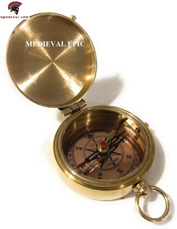 Go Confidently Brass Compass Engraved with Stamped Leather Case Lot of 5 Pieces 