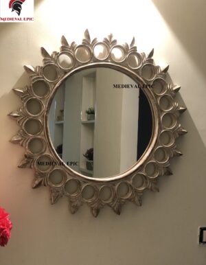 Antique Distressed Round Wall Mirror