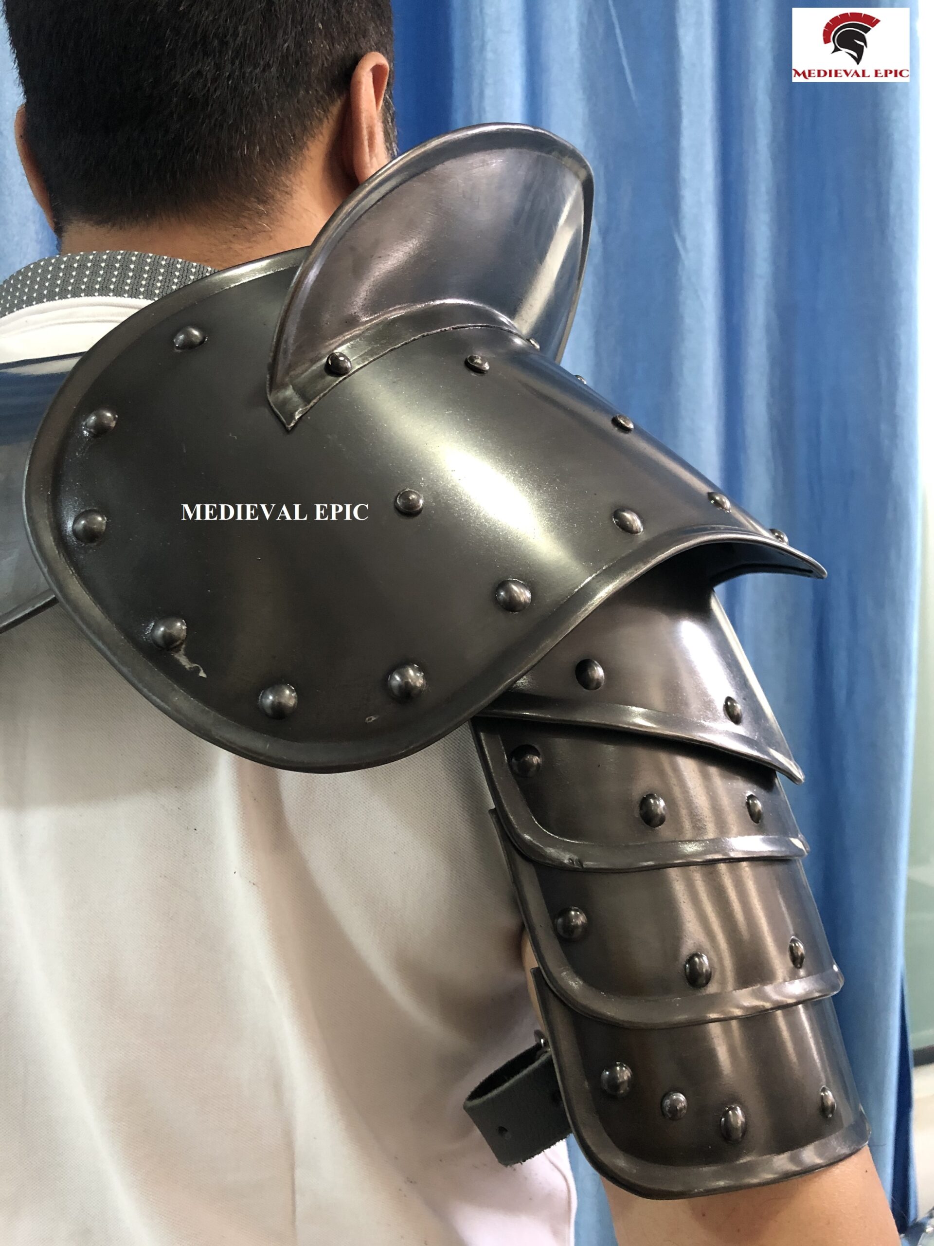 Medieval Gorget and Pauldron armor set hand made spaulders knight SCA 