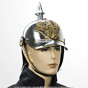 German Pickelhaube Helmet Prussian Officer Spike Helm w/Brass Buckle