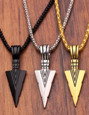 Long Black Arrow Pendant Chain Hip Hop Punk Rock Necklace