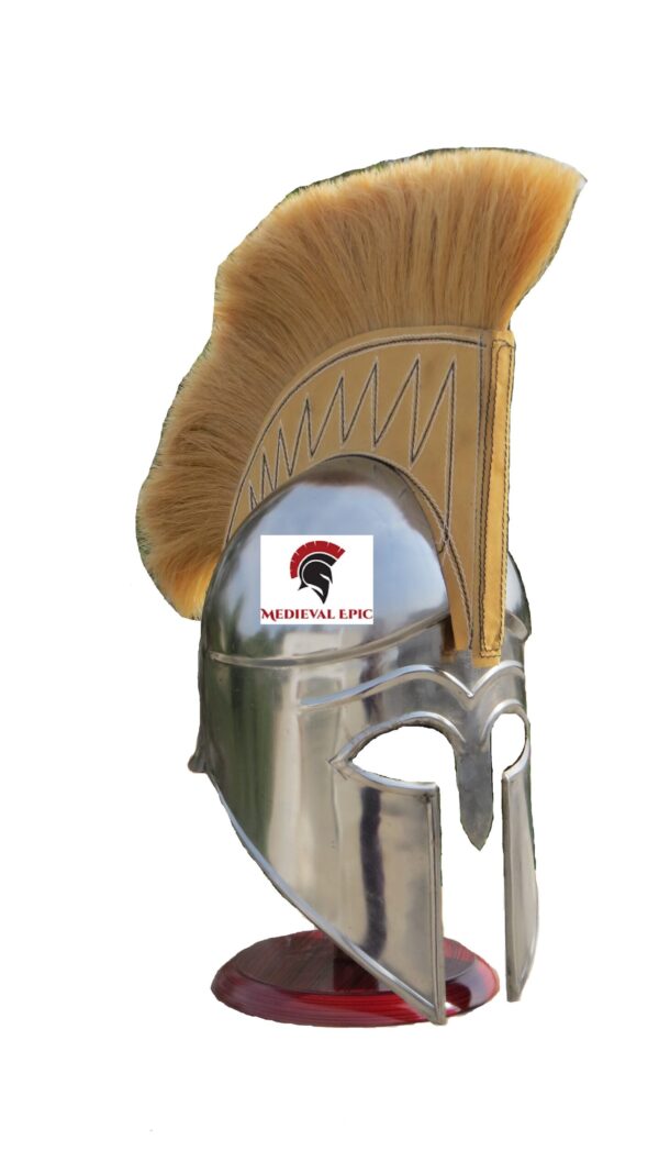 Medieval Greek Spartan Corinthian Helmet with Skin Plume Armour Helmet