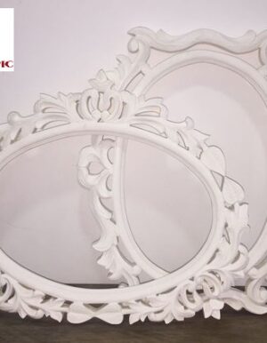 Vintage Oval Wall Frame Fancy Laser Cut White Carved Mirror Frame Wall Decor Prop