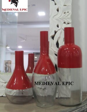 Designer Bottle Red Glass Bottles Set Of 3 Window Props