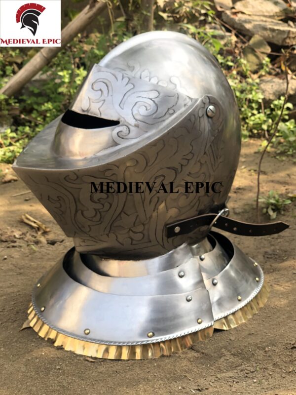 Medieval Knight Closed Helmet Steel Italian Armour