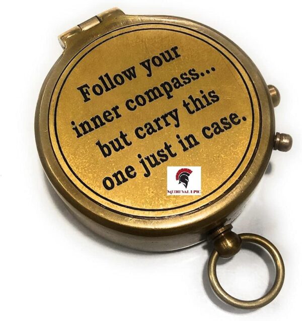 Brass Compass Follow Your Inner Quote Engraved Gift Compass