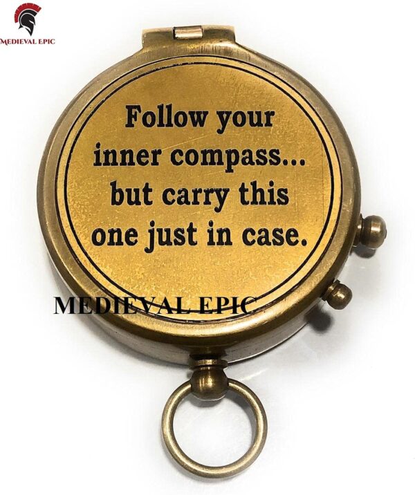 Brass Compass Follow Your Inner Quote Engraved Gift Compass - Image 2