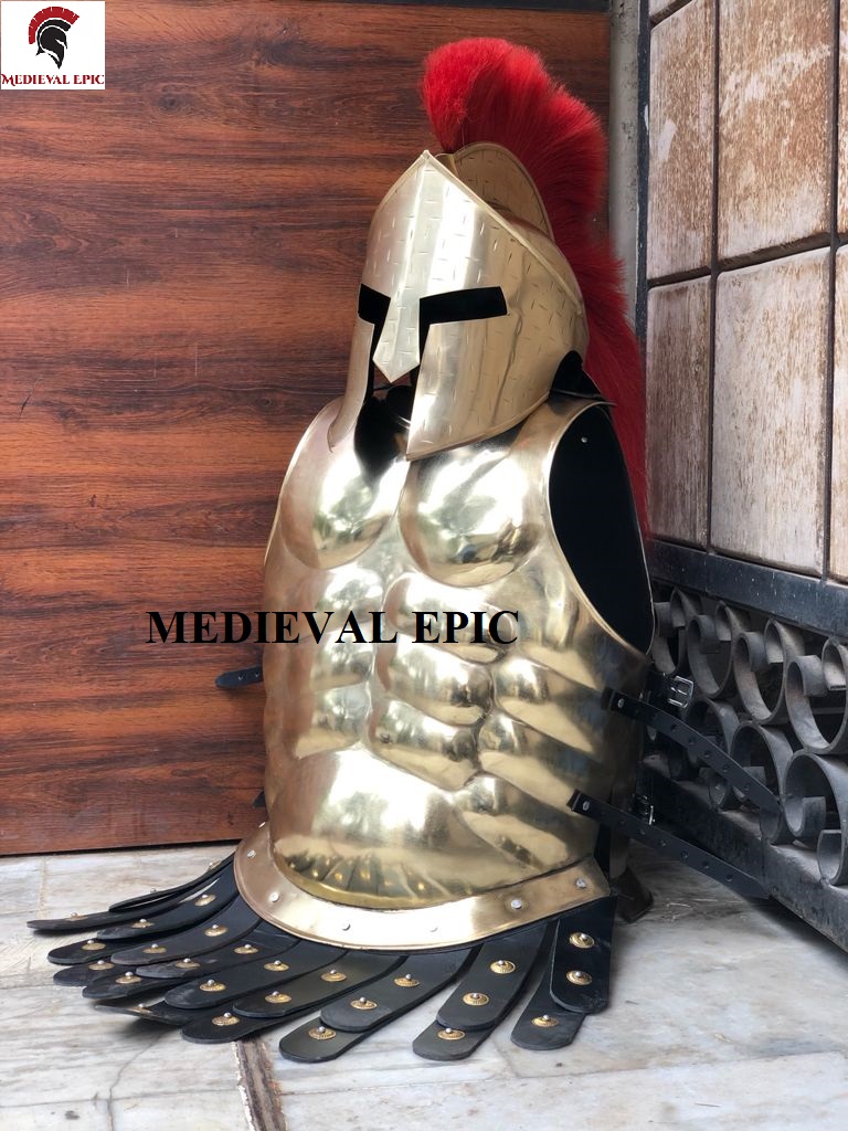 Medieval Roman King Leonidas 300 Spartan Helmet W/Red Plume + Muscle ...