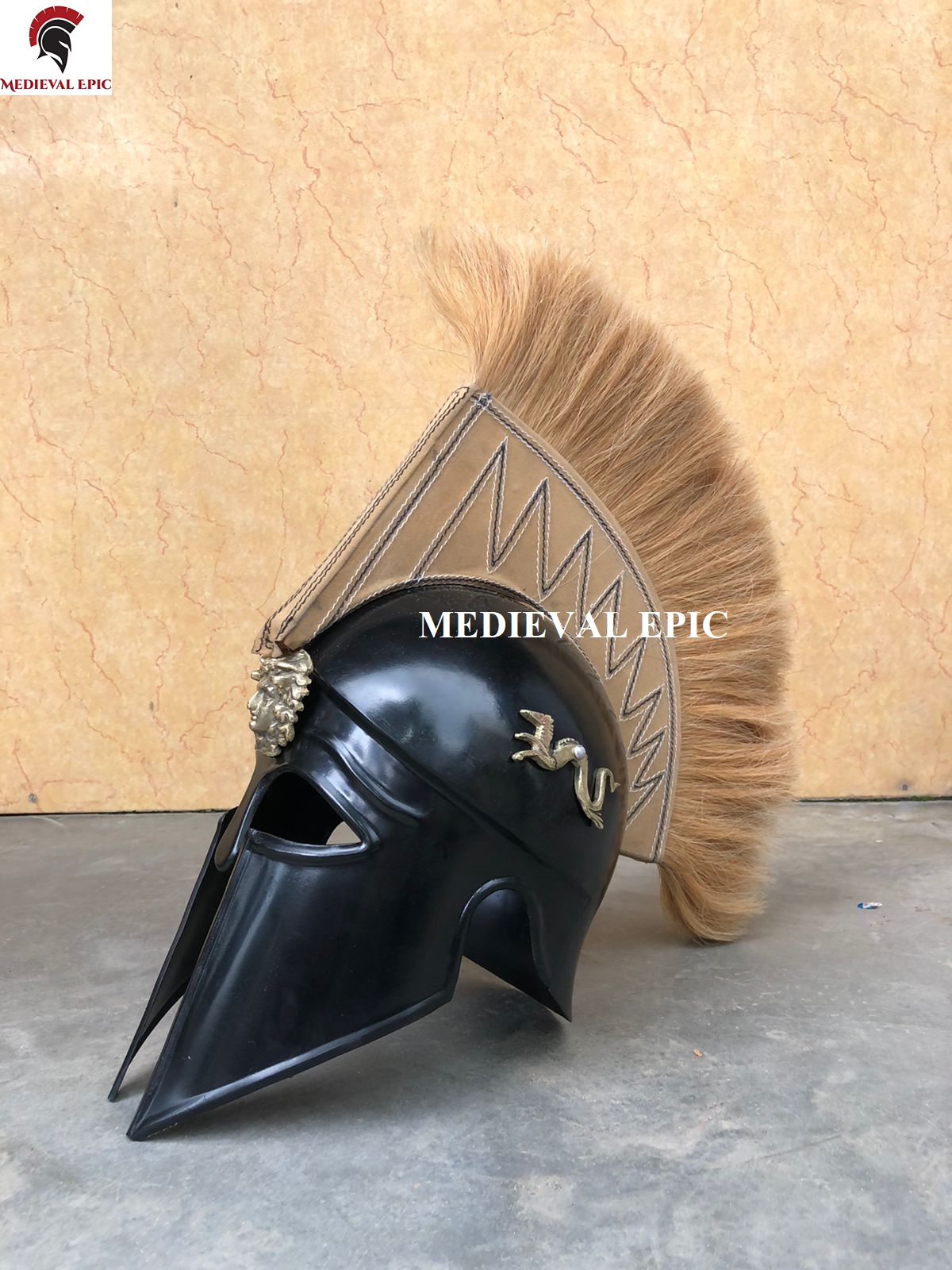Black Antique Armor Helmet Greek Corinthian Medieval Knight Helmet W ...